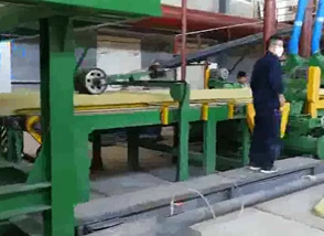 Stone wool production line cutting section